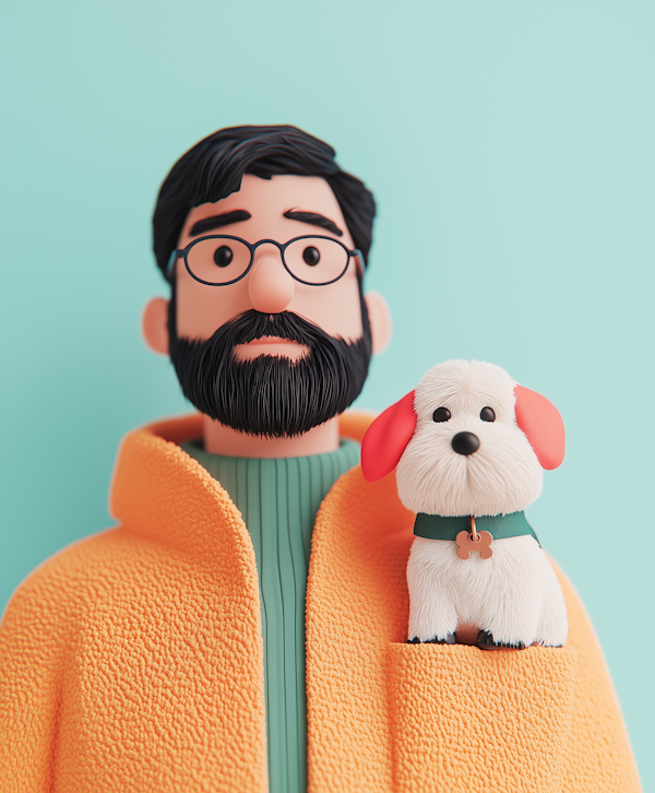 Man with Dog in Jacket