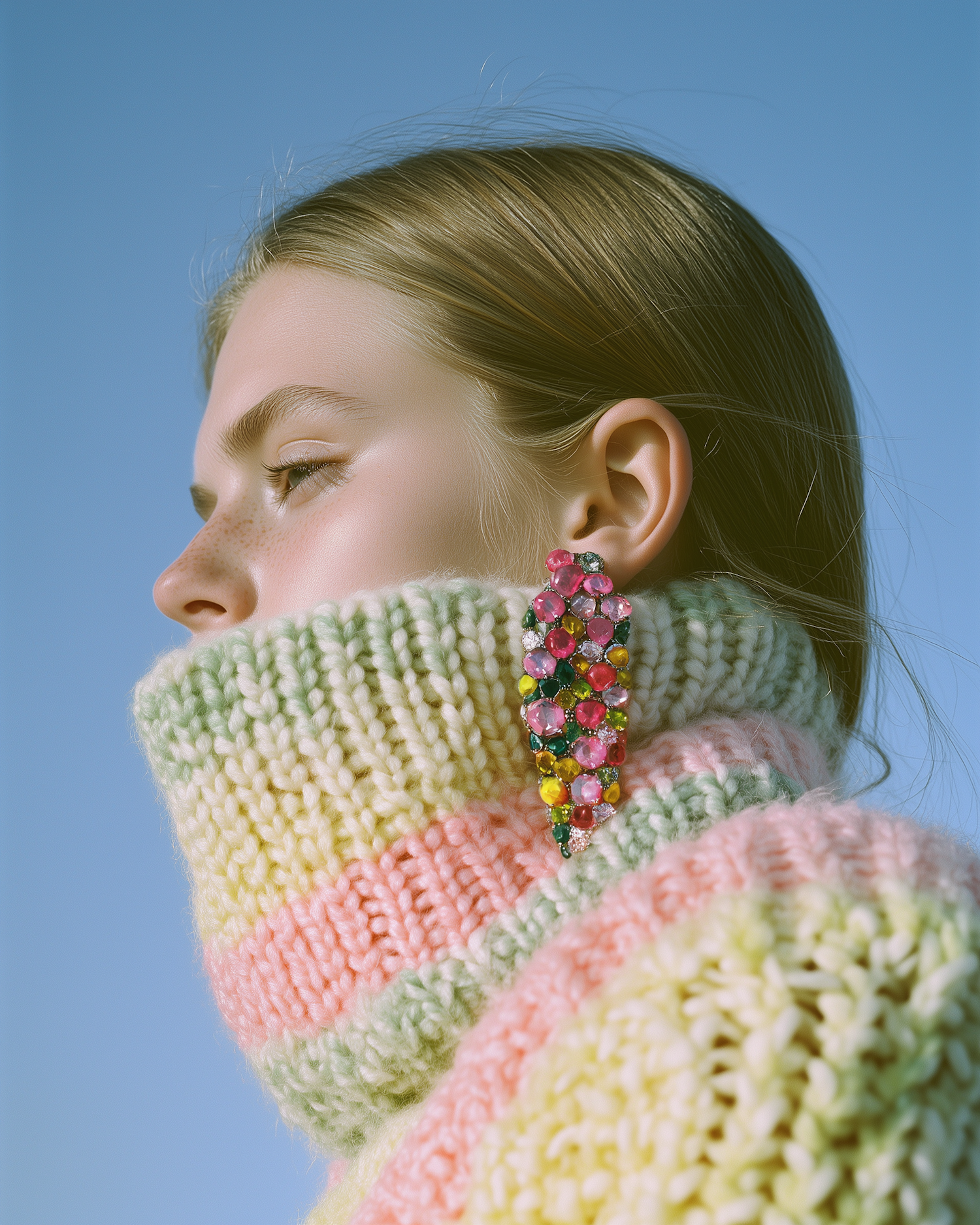 Close-up of Person in Knitted Sweater