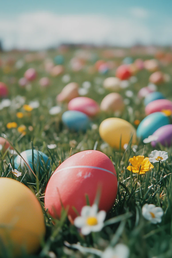 Easter Egg Hunt in a Grassy Field