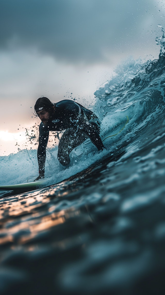 Surfer on a Large Wave