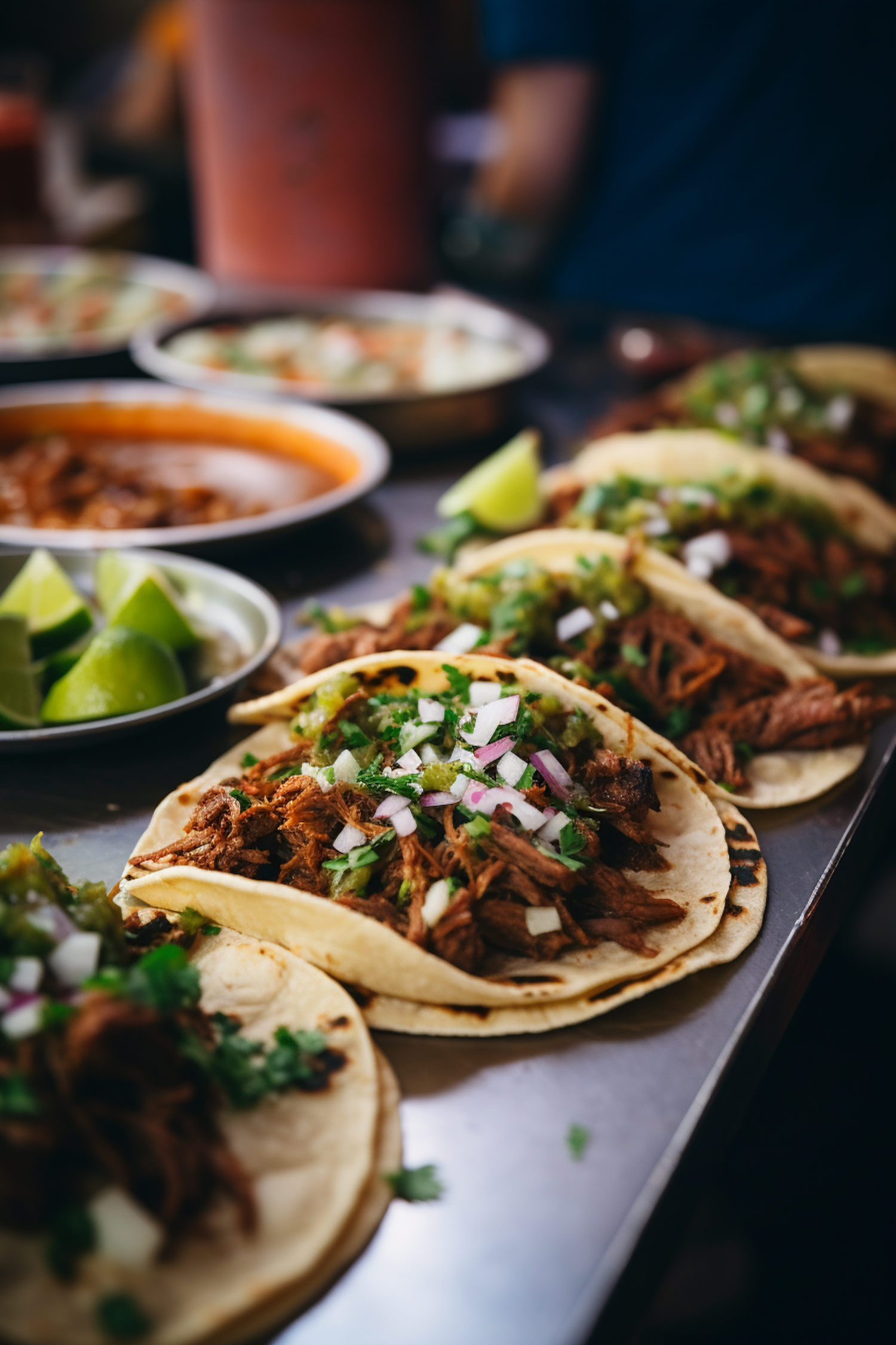 Appetizing Beef Tacos with Cilantro, Onions, and Lime