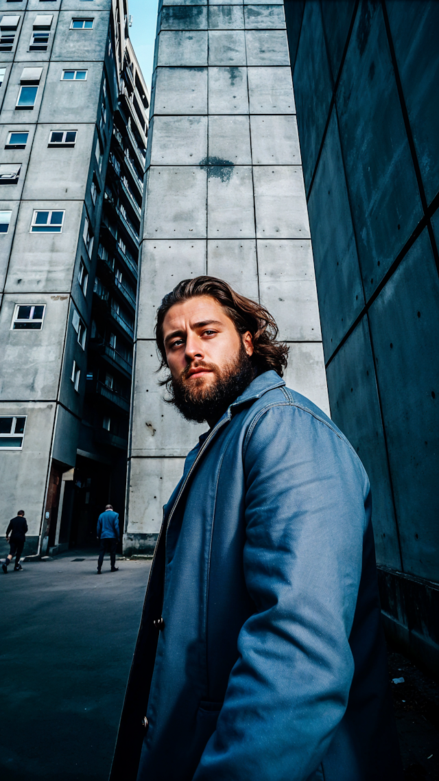 Contemplative Man in Urban Setting