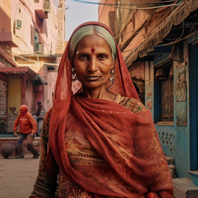 Serene Essence: A South Asian Matriarch in Traditional Attire