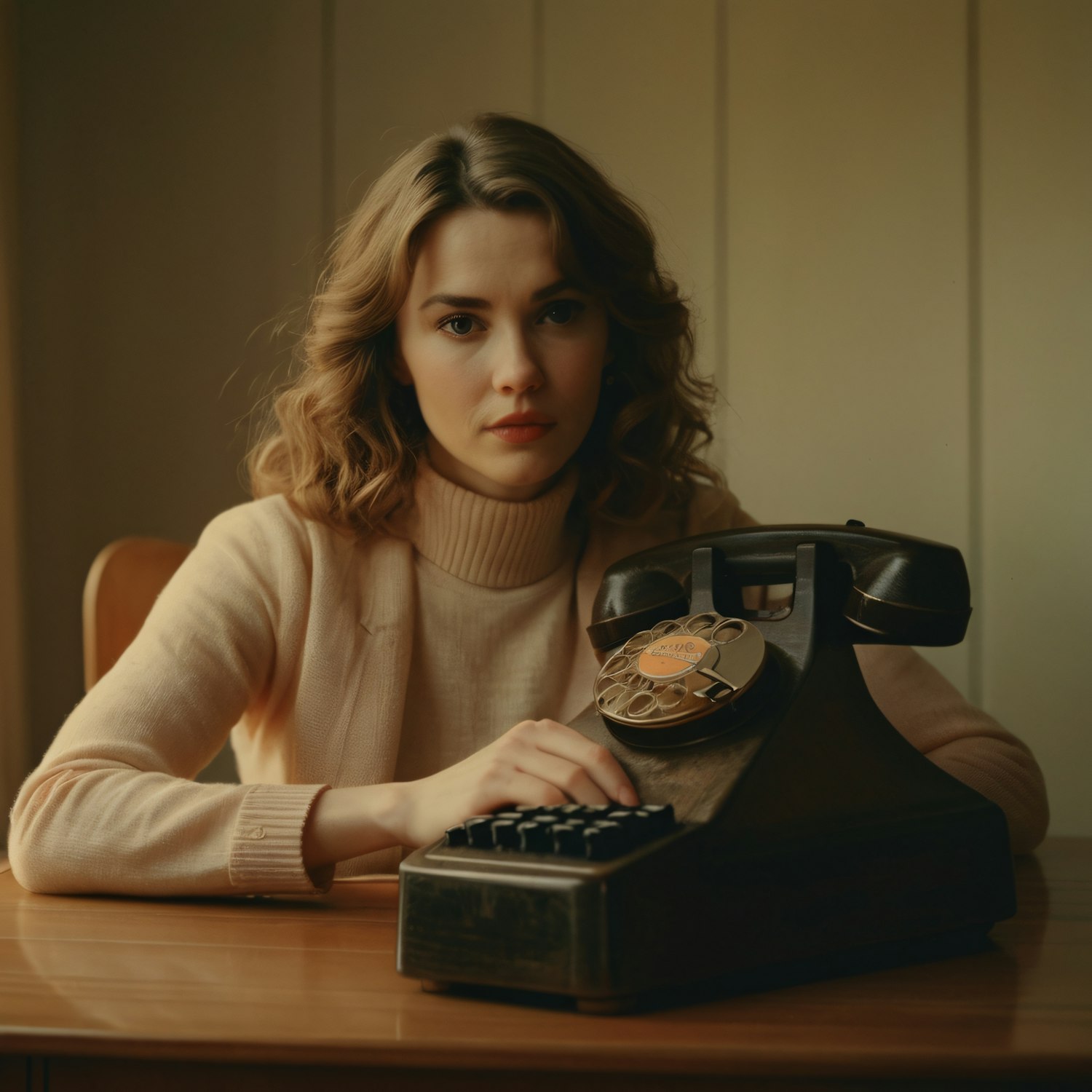 Woman with Vintage Telephone