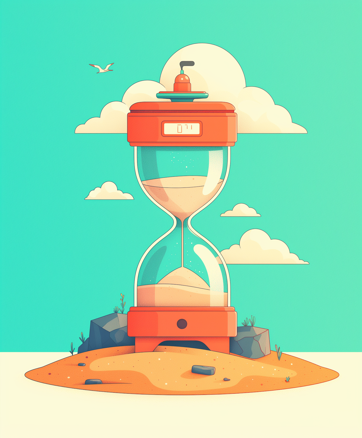 Modern Hourglass in Desert Scene