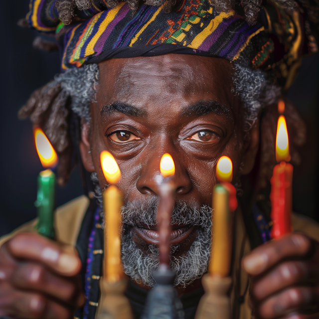 Contemplative Man with Candles