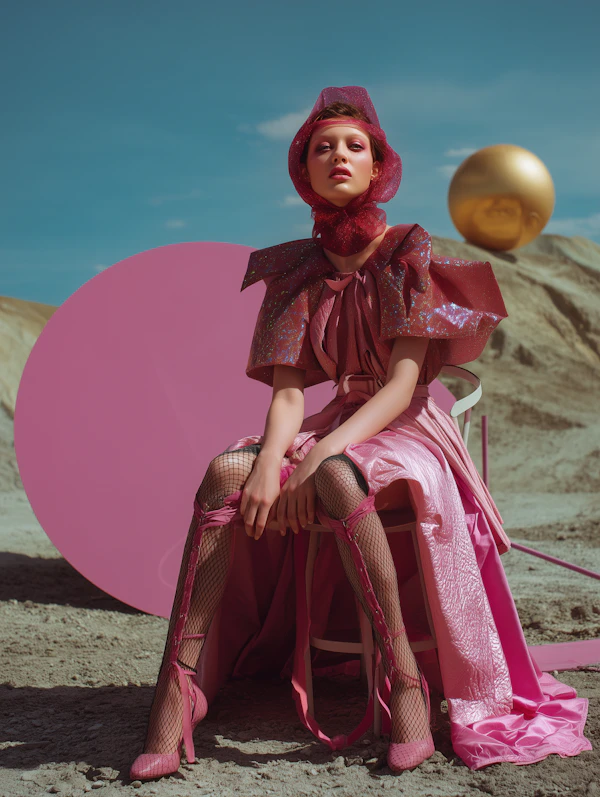 Surreal Pink Fashion Scene
