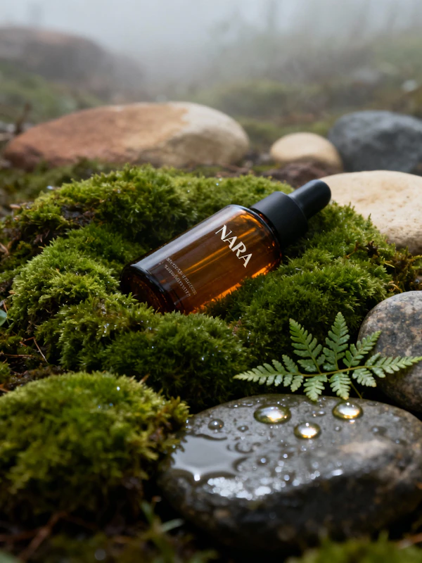 Amber Bottle on Moss