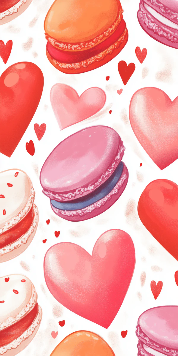 Colorful Macarons and Hearts Illustration