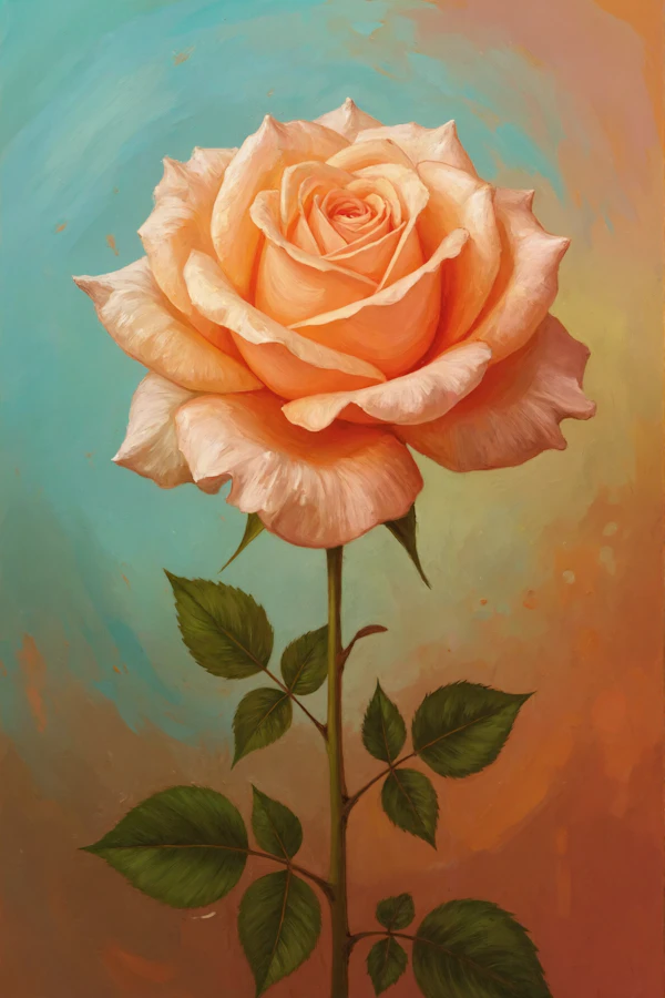 Peach Rose Illustration