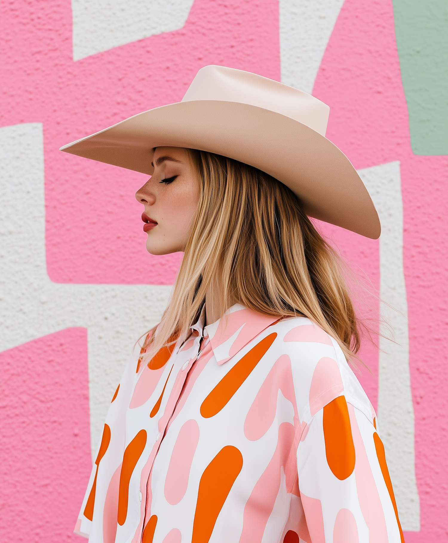 Woman in Profile with Wide-Brimmed Hat