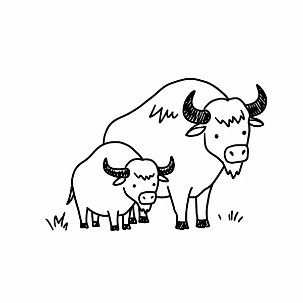 Buffalo Line Drawing