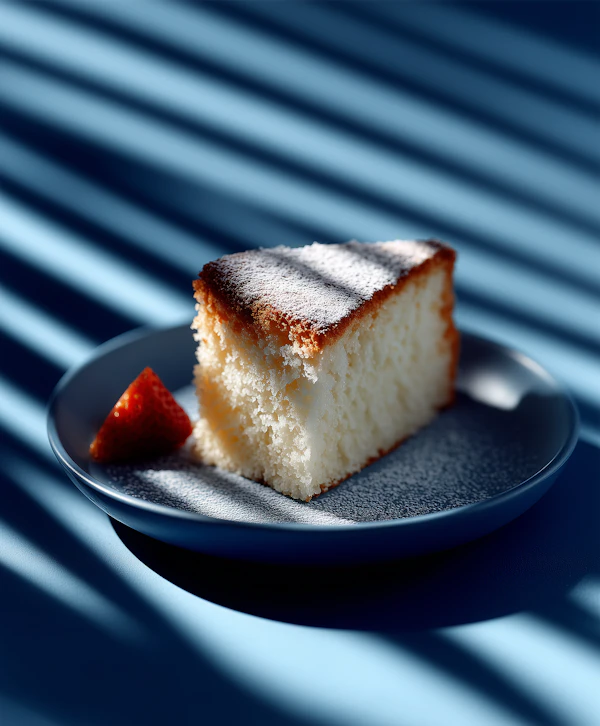 Sponge Cake on Blue Plate