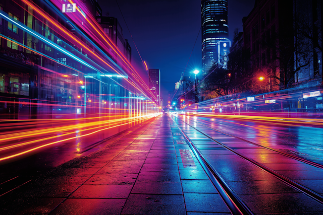 Urban Nightscape with Long Exposure