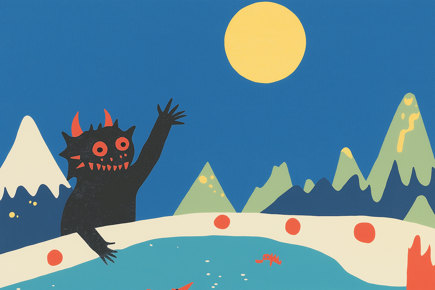 Whimsical Creature in Mountain Landscape