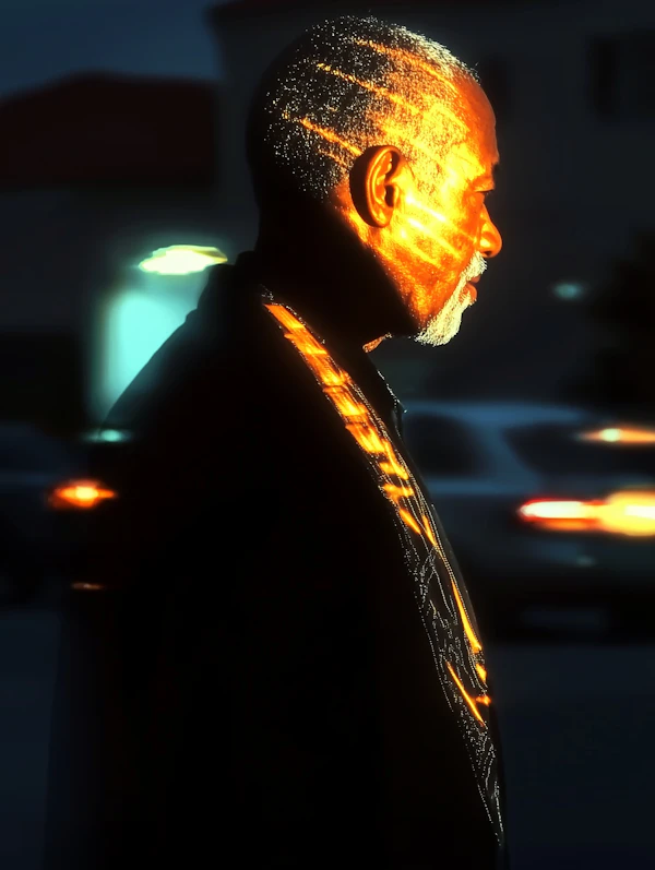 Contemplative Man in Dramatic Lighting