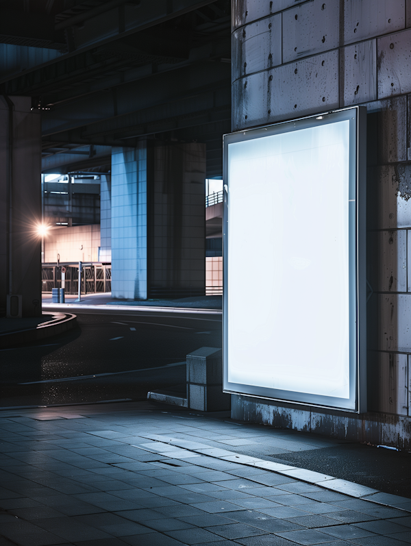 Urban Billboard Under Overpass