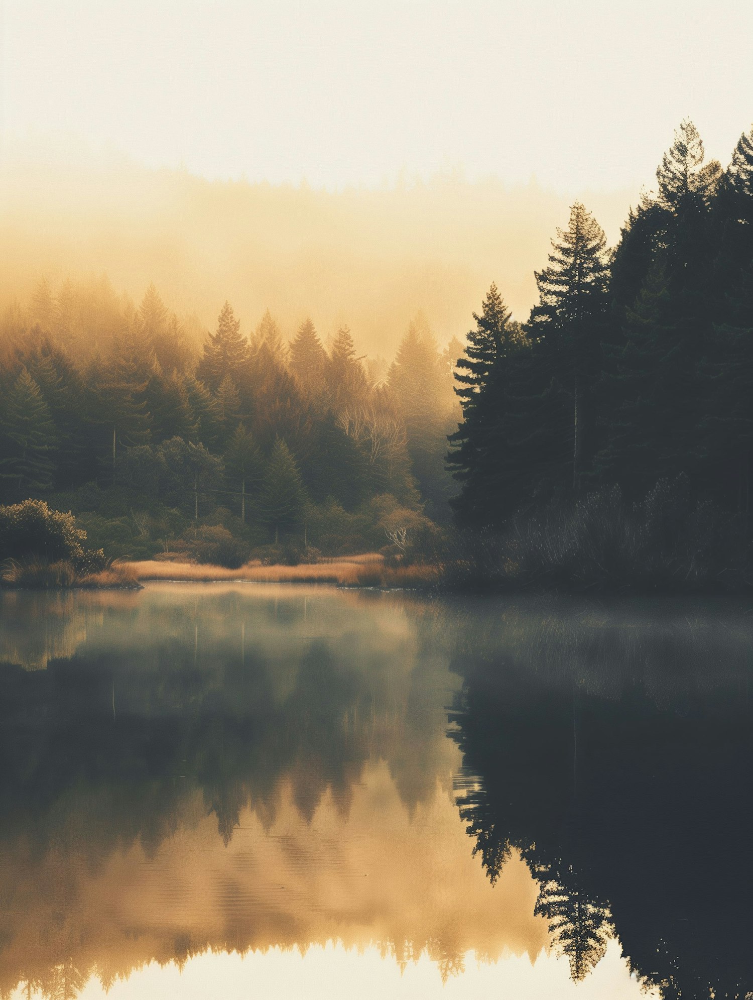 Misty Forest Reflection