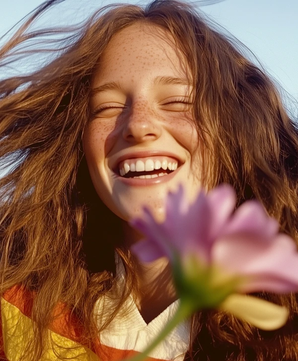 Smiling Woman in Sunlight