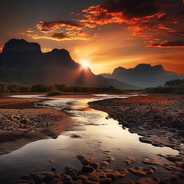 Golden Peak Sunset Reflection