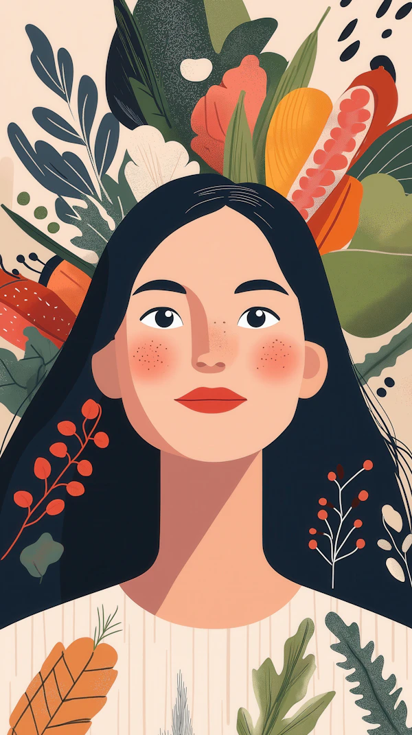 Botanical Woman Portrait