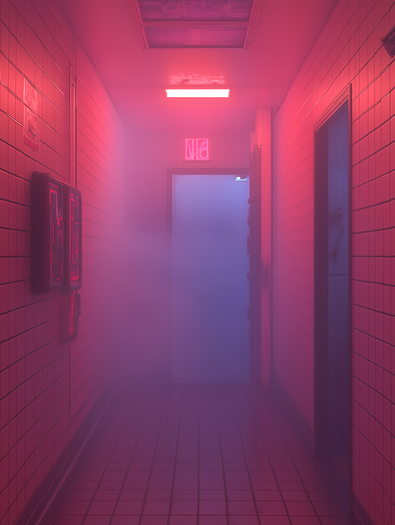 Eerie Red and Pink Hallway