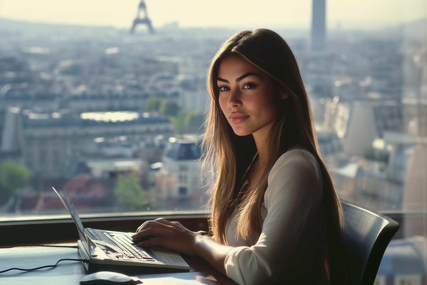 Young Woman Working in Paris