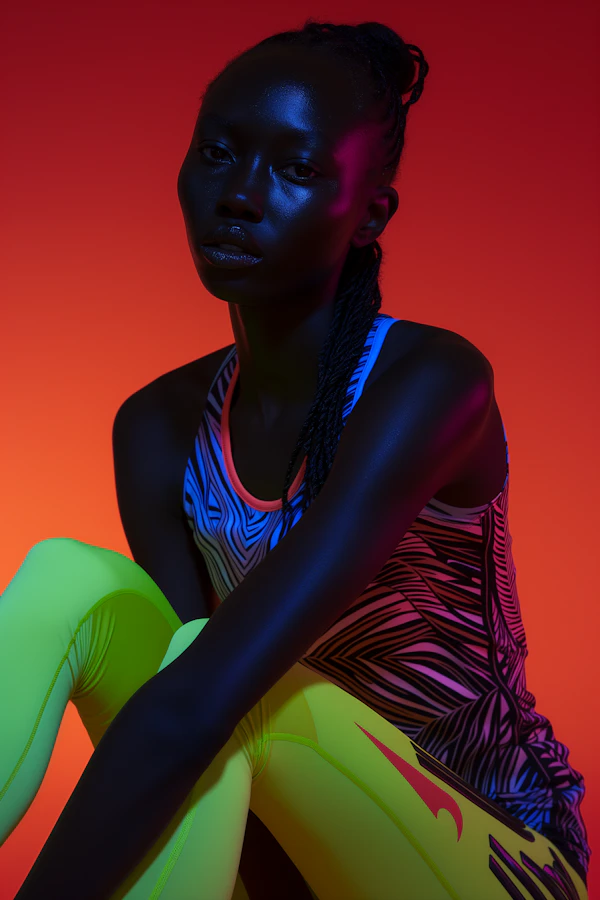 Vivid Portrait of Athletic Woman