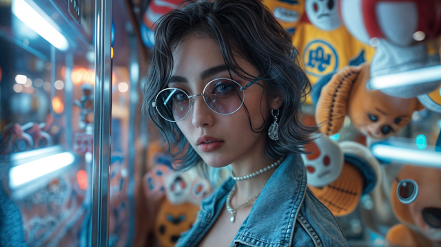 Thoughtful Woman in Arcade