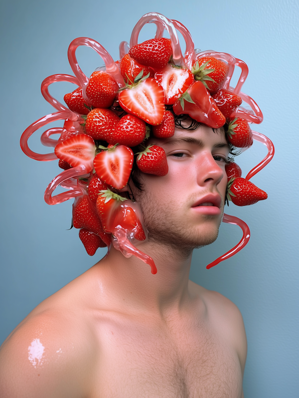 Man with Strawberry Headpiece