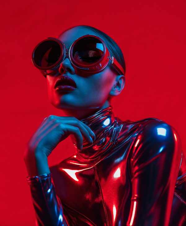 Futuristic Red Fashion Portrait