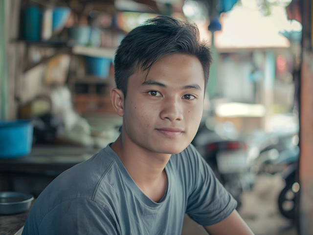 Young Man with Relaxed Confidence