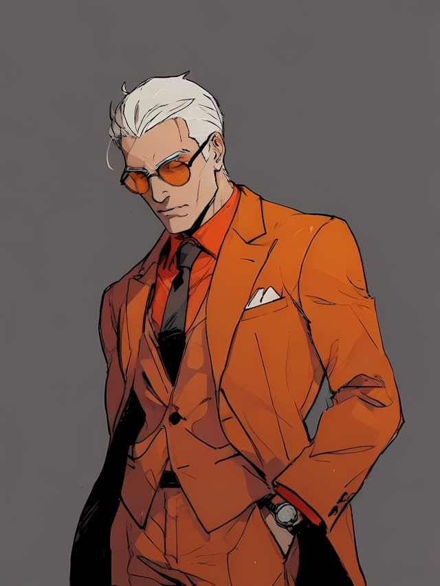 Stylish Man in Orange Suit