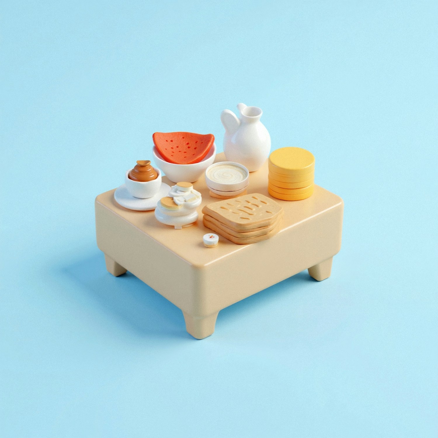 Miniature Breakfast Scene