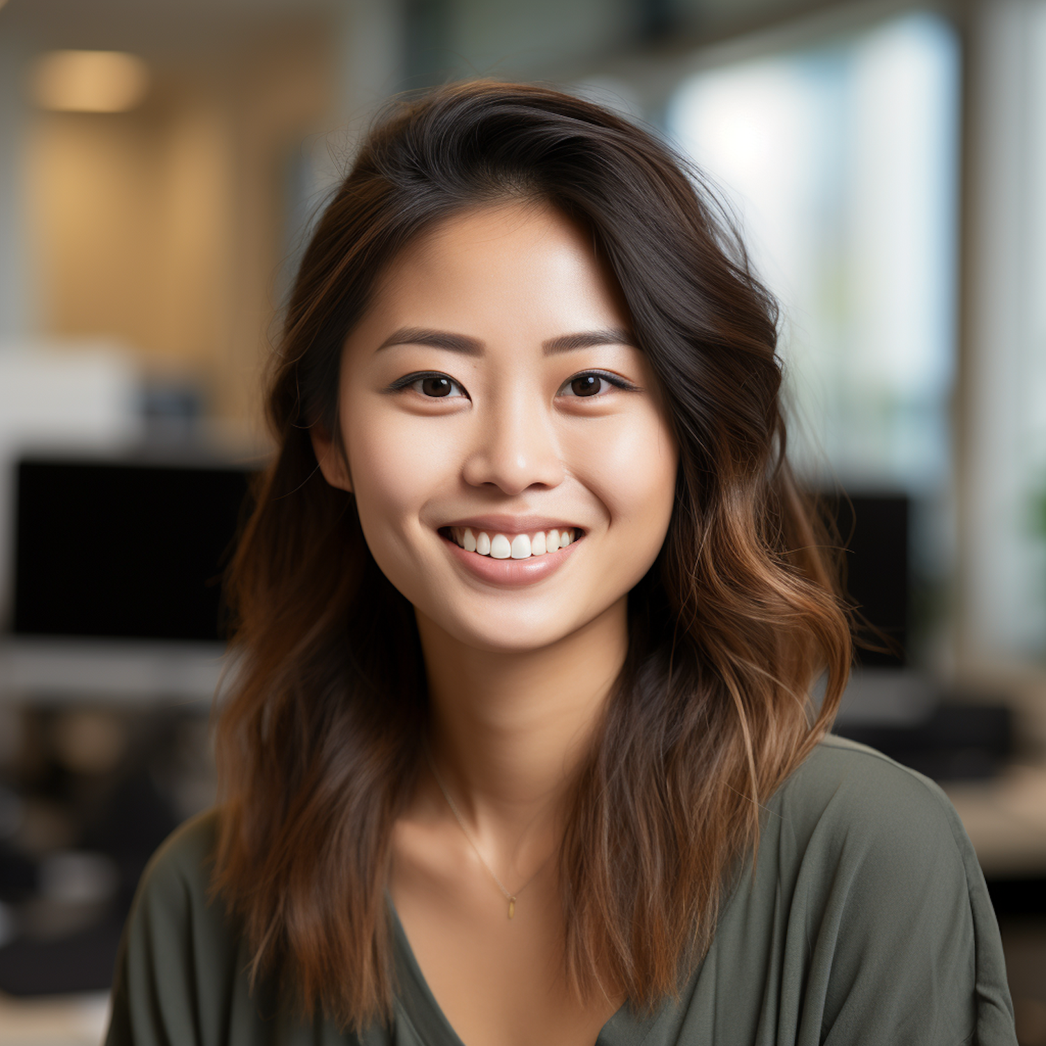 Confident Smile in Olive Green