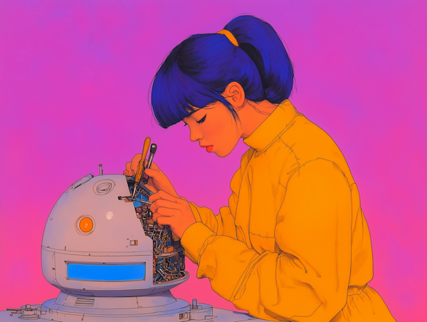 Woman Working on Robot