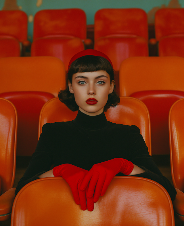 Elegant Woman in Auditorium