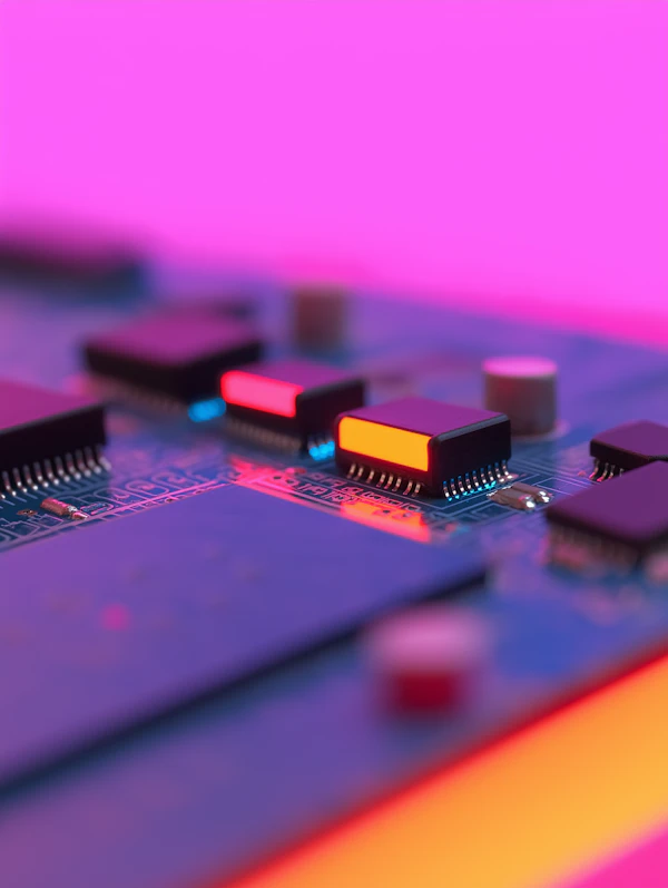 Futuristic Circuit Board Close-Up