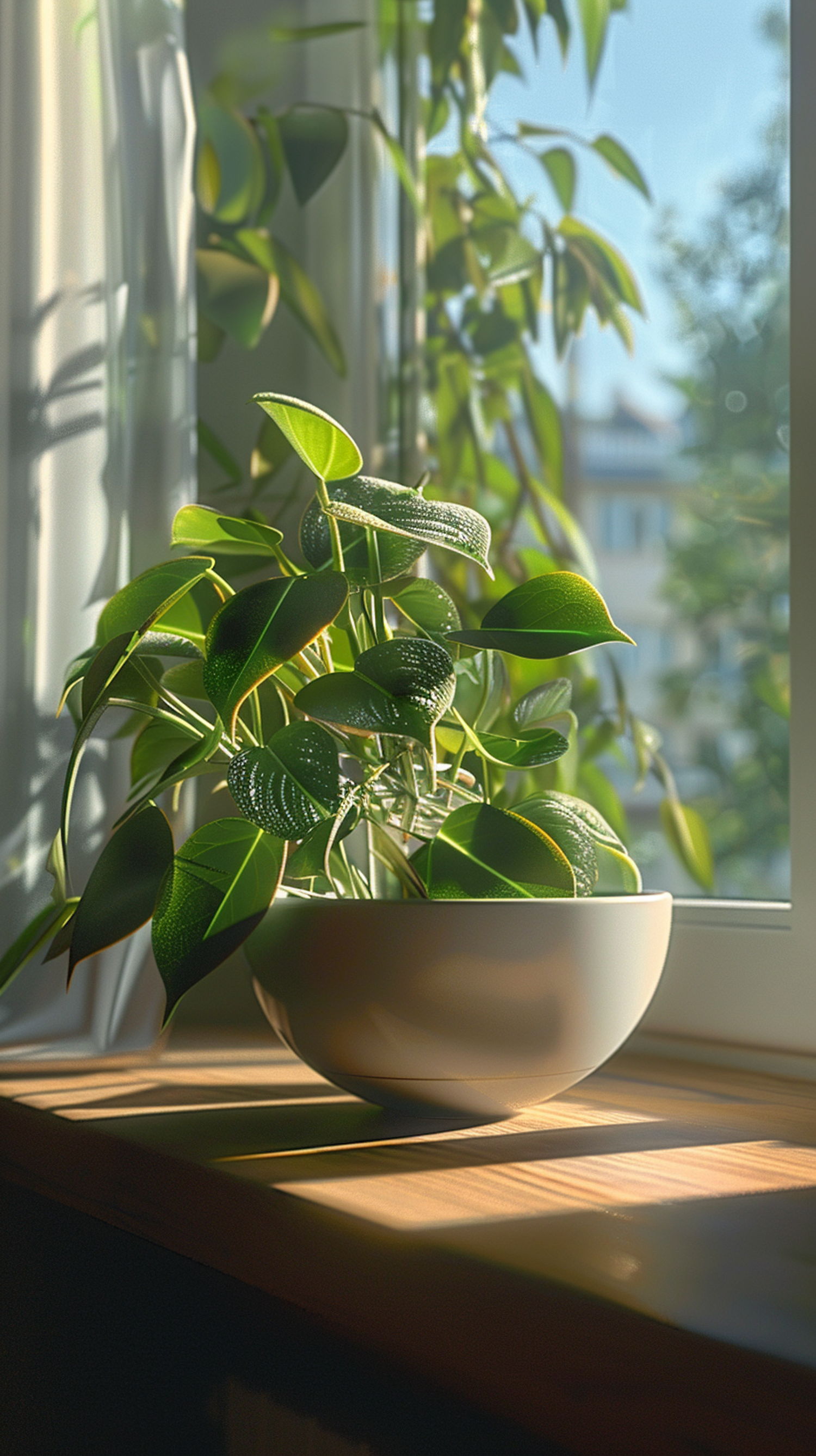 Sunlit Houseplant on a Windowsill