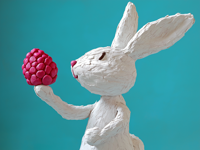 Clay Rabbit with Raspberry