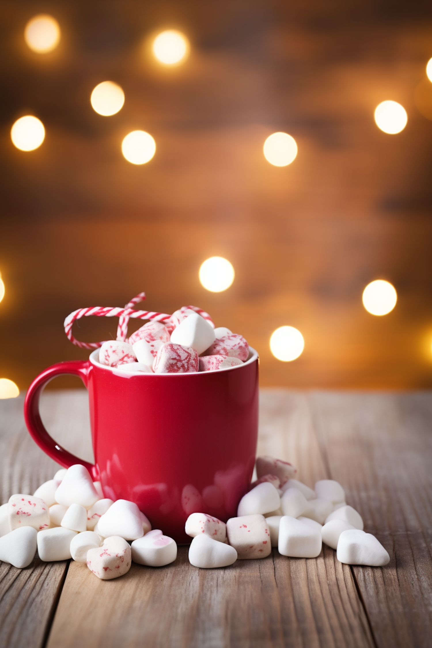 Cozy Holiday Mug with Marshmallows and Candy Cane