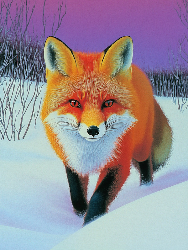 Red Fox in Snowy Landscape