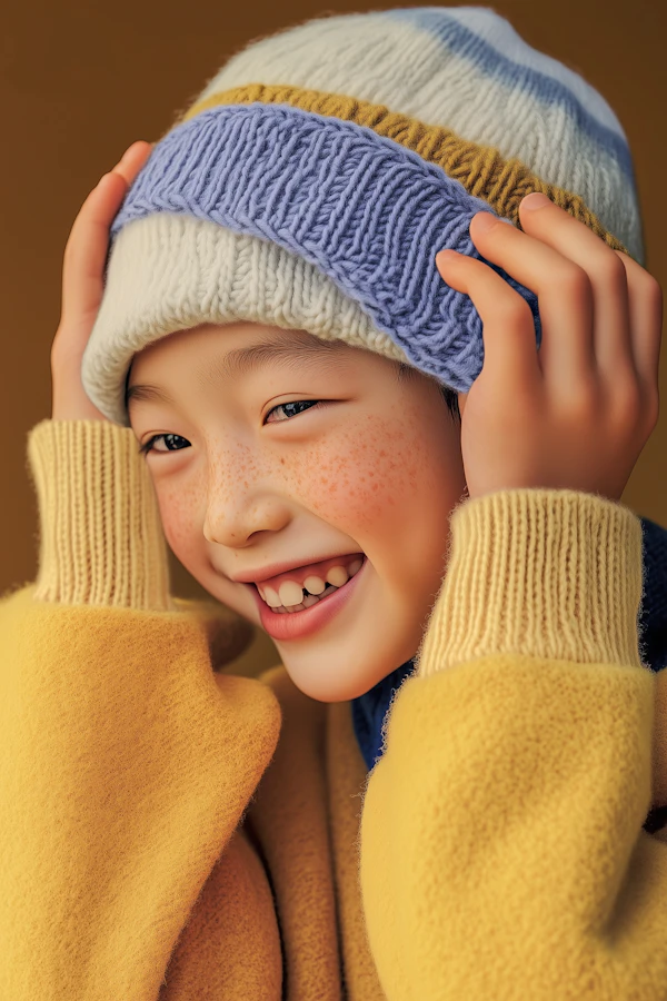 Cheerful Child in Knitwear