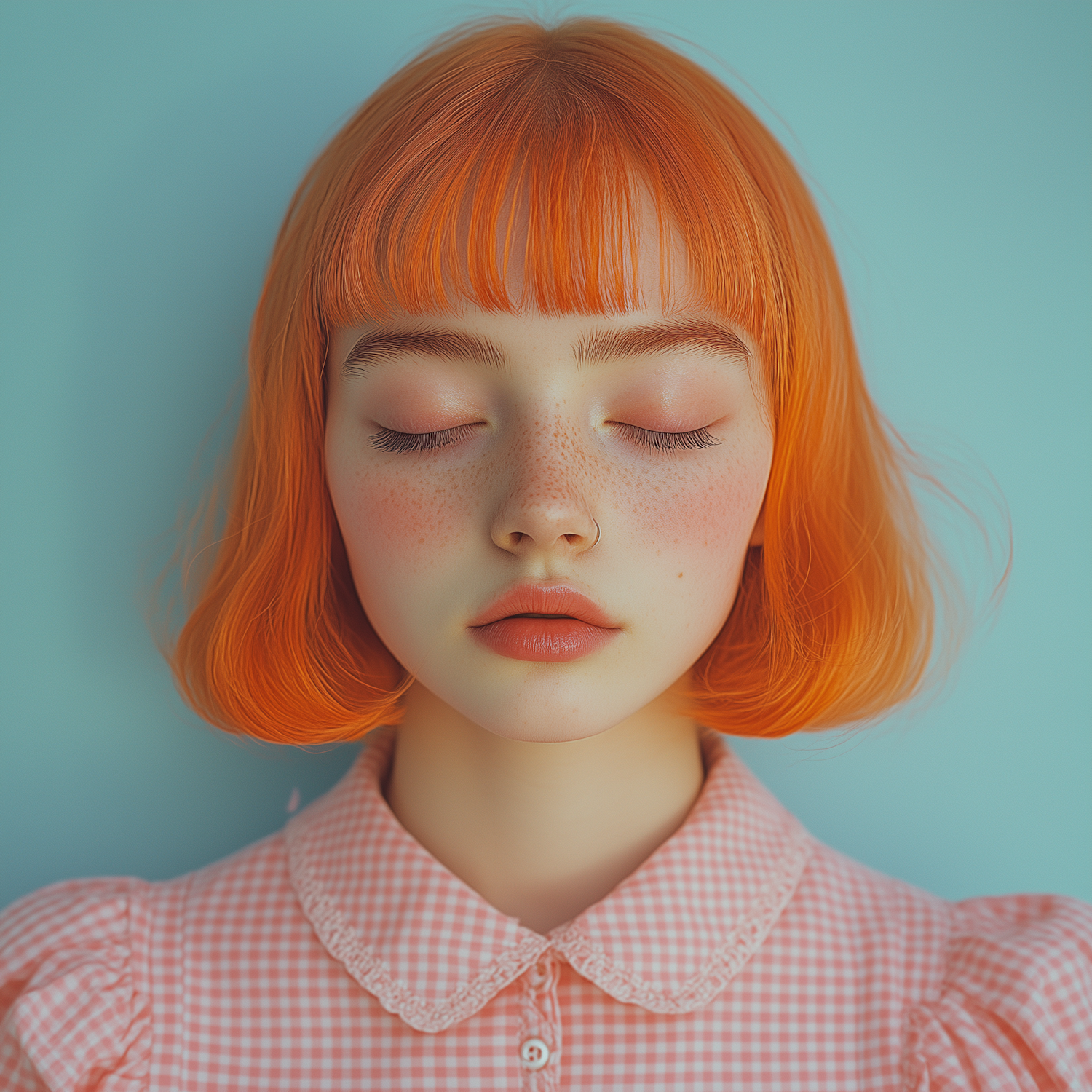 Serene Portrait with Orange Hair