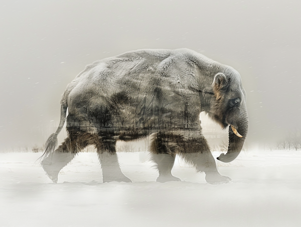 Elephant in a Snowy Landscape