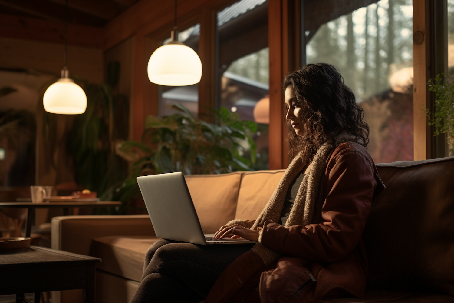 Tranquil Productivity on a Cozy Couch