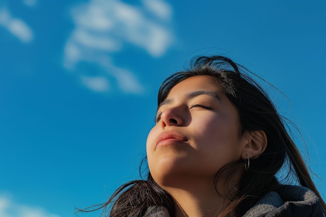 Serene Woman Gazing Upward