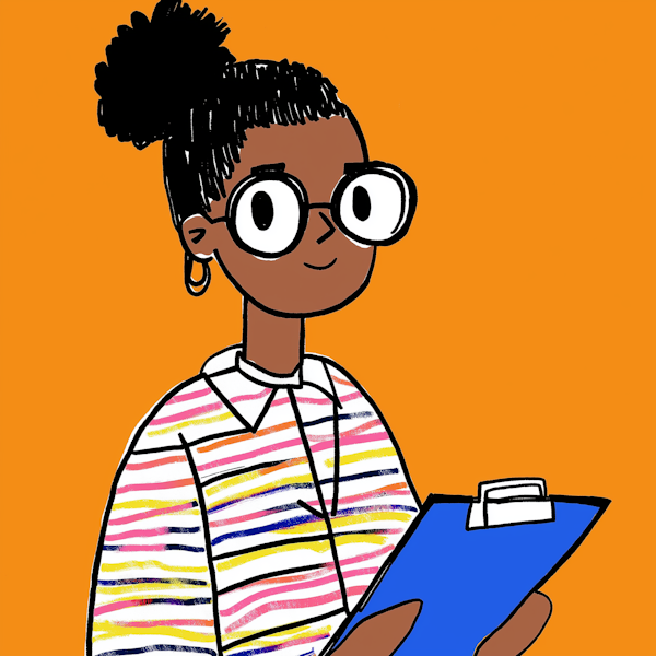 Studious Woman with Clipboard Illustration