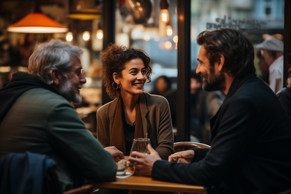 Convivial Trio at a Cozy Café