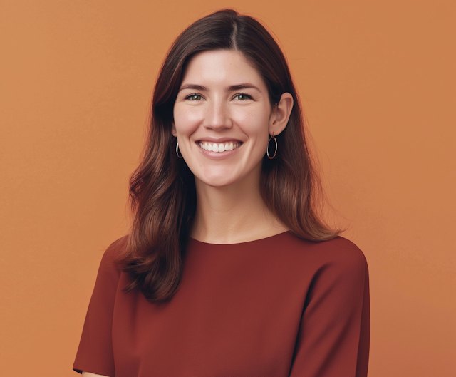 Portrait of a Woman in Rust-Colored Top